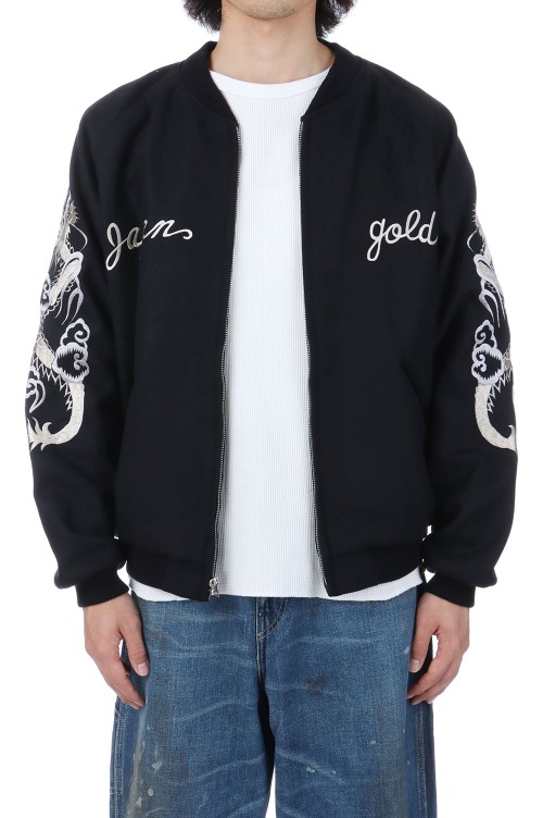 WOOL MELTON / ACETATE SOUVENIR JACKET SKULL - BLACK (GL15671