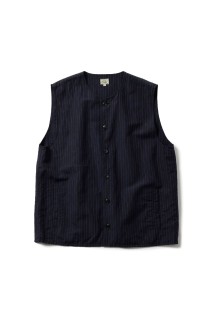 LINEN / WOOL TROPICAL CREW NECK VEST - NAVY (GL15676)