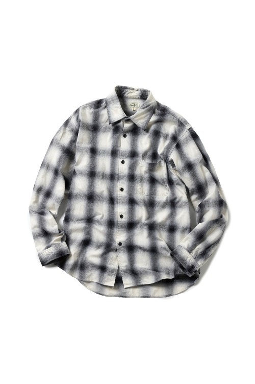 ご自宅用限定お買い得品 COTTON (GL29434 WHITE OFF - SHIRT COLLAR REGULAR CHECK NEL トップス