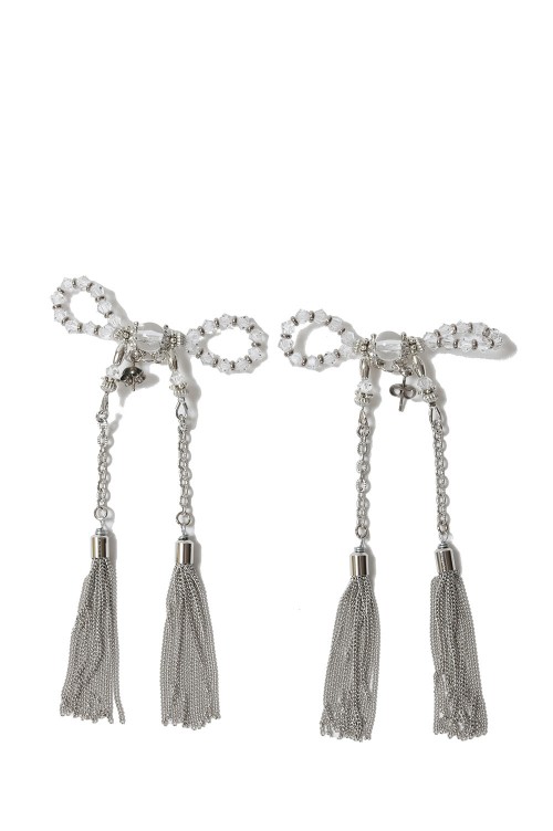 アクセサリー crystal ribbon chain earrings crystal ribbon chain earrings - pierce - Silver (TD-24SS