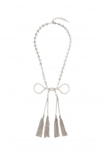 crystal ribbon chain necklace - Silver (TD-24SS-LP01)