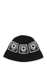 Heart Crochet Bucket Hat - BLACK (S3.5-1206)