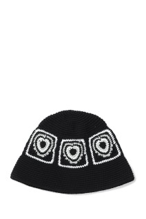 Heart Crochet Bucket Hat - BLACK (S3.5-1206)