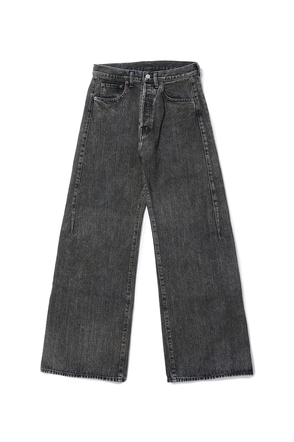 DEFORMED FLARE VINTAGE DENIM JEANS - BLACK (ST.1075 DEFORMED FLARE VINTAGE DENIM JEANS - BLACK (ST.1075