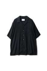 CUPRO TWILL OVERSIZED OPEN COLLAR SS SHIRT - BLACK (ST.1153)