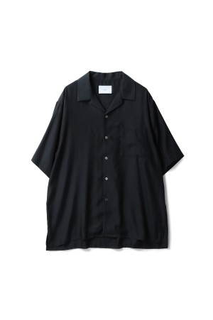 CUPRO TWILL OVERSIZED OPEN COLLAR SS SHIRT - BLACK (ST.1153)