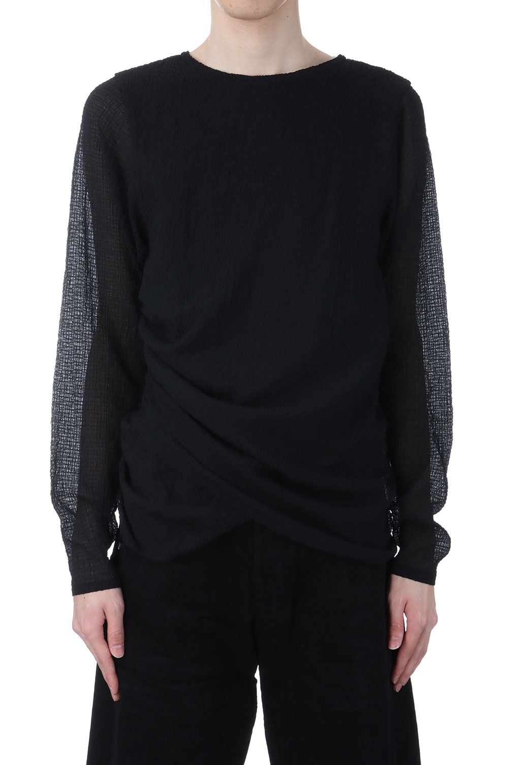 DRAPED L/S TOP - BLACK (SS25-JER-104-01) | セレクトショップ