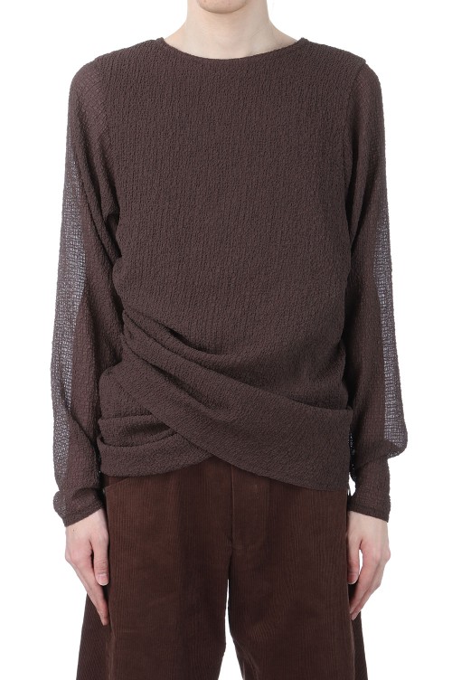 25ss Omar Afridi Draped L/S Top ブラッ DRAPED L/S TOP - BROWN (SS25-JER-104-04) | セレクトショップ