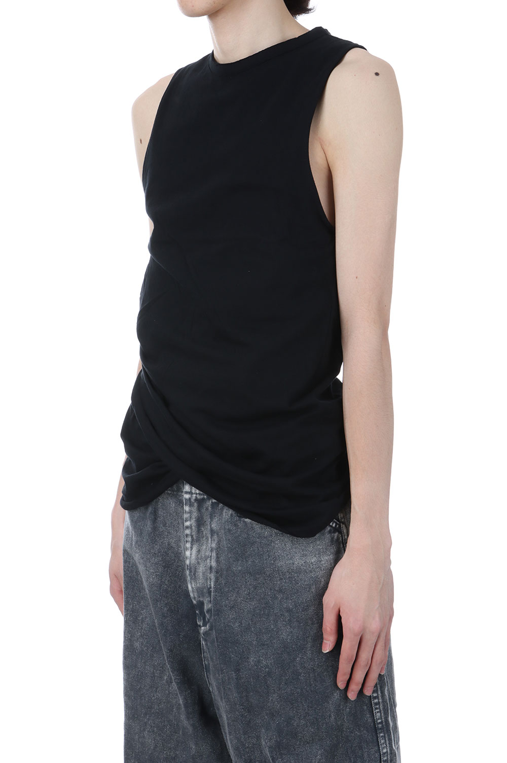 DRAPED TANK TOP - BLACK (SS25-JER-105-01) | セレクトショップ