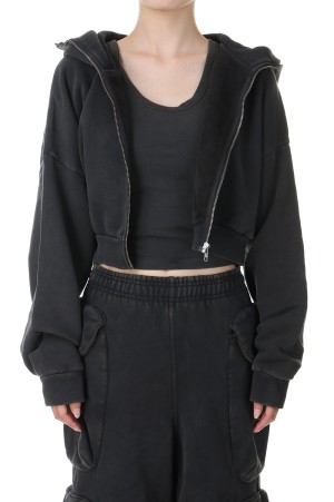 CROPPED FULL ZIP -WASHED BLACK (ES2156WB)