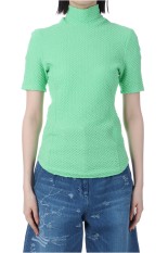 Shirring Jersey Jacquard High Neck Top- LIGHT GREEN (MM25SS-JS027)