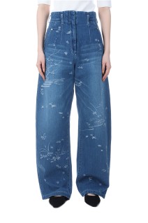 Nature Pattern Jacquard Wide Leg Jeans  - BLUE (MM25SS-PT058)