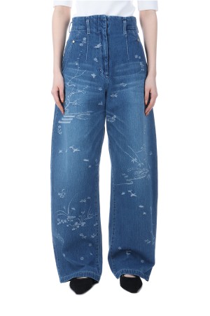 Nature Pattern Jacquard Wide Leg Jeans  - BLUE (MM25SS-PT058)