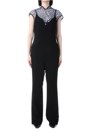 Triacetate Polyester Georgette Jumpsuits - BLACK (MM25SS-OA100)