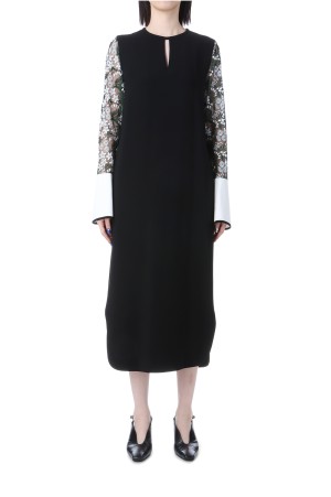 Floral Lace-Sleeve Classic Dress - BLACK (MM25SS-DR102)