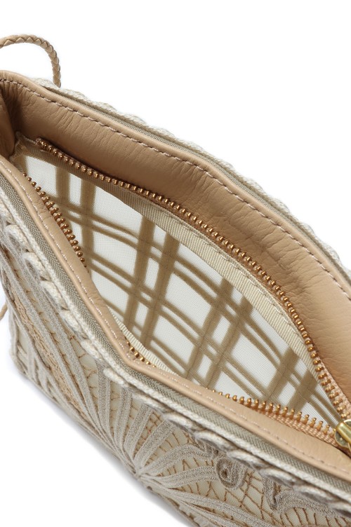 バッグ mame / Cording Embroidery Pouch / beige Cording Embroidery Pouch With Leather Strap - beige - Mame