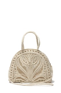 Cording Embroidery Demi Lune Handbag - BEIGE (MMSS17-AC404)
