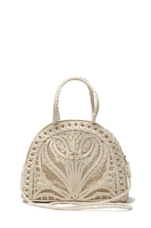 Cording Embroidery Demi Lune Handbag - BEIGE (MMSS17-AC404)