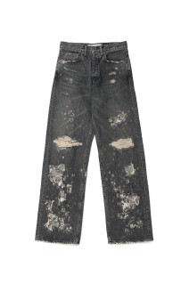 Damage Straight Denim Pants - Black (25SS RG-DNM6)