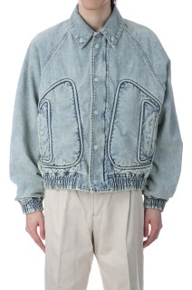 PIPING DENIM BOMBER JACKET - FADED INDIGO (2541000401)