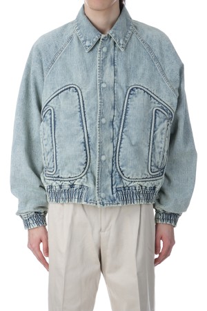 PIPING DENIM BOMBER JACKET - FADED INDIGO (2541000401)