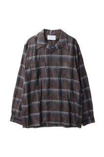 OMBRE PLAID OPEN COLLAR SHIRTS - STAGGER DARK PURPLE (2541000501)