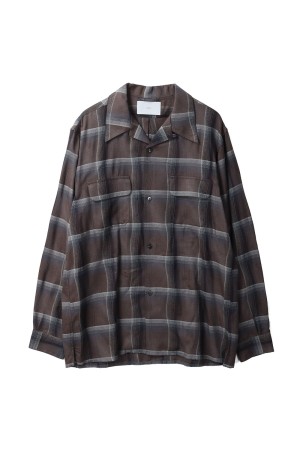 OMBRE PLAID OPEN COLLAR SHIRTS - STAGGER DARK PURPLE (2541000501)