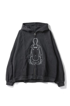 PRACTICE,  zip hoodie / Vintage Black