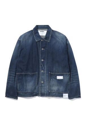 ジャケット・アウター Work Denim Damaged Coverall WASHED LW DENIM COVERALL JACKET / INDIGO (251SPNH-JKM02