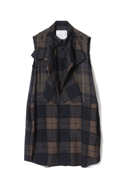 ワンピース sacai SS25 Plaid print dress (25 07889 505) Plaid Print Dress - KHAKI×NAVY (25-07889) | セレクトショップ