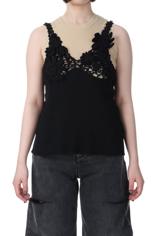 Flower Jaqcuard Camisole - BLACK (CK-25077) | セレクト