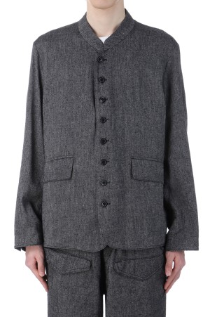 Silk Linen Chelsea Jacket - Black Chambray (BHS25S014)