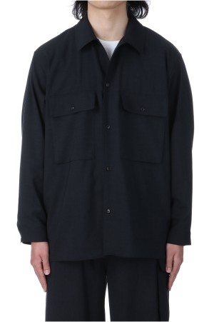 Washed Wool Voile Military Shirt - HeatherBlack (BHS25S006WV)