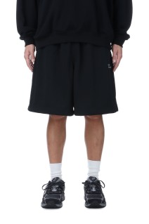 SWEAT BAGGY SHORTS - BLACK (WIDE SWEAT PANTS)