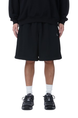 SWEAT BAGGY SHORTS - BLACK (WIDE SWEAT PANTS)