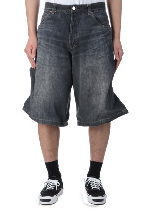 Wire Denim Wide Bermuda Pants - GRAY (G14PT046)