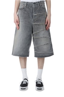 Switching Denim Wide Bermuda Pants FULL COUNT x KAMIYA - BLACK (G14FC102)