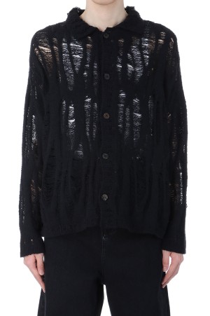 トップス KAMIYA Distressed Knit Cardigan BLACK KAMIYA（カミヤ）の「Distressed Knit Cardigan（カーディガン