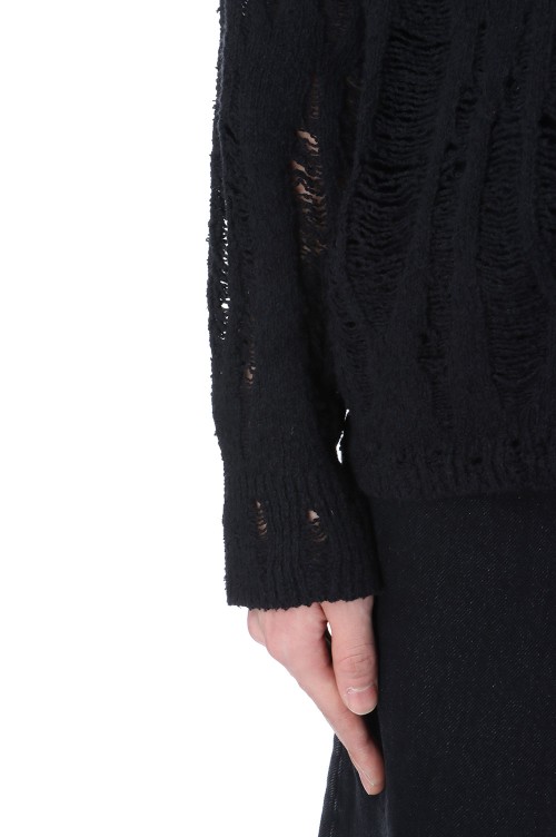 トップス KAMIYA Distressed Knit Cardigan BLACK トップス KAMIYA Distressed Knit Cardigan BLACK カミヤ - KAMIYA