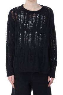 Distressed Knit Pullover - BLACK (G14PO063)