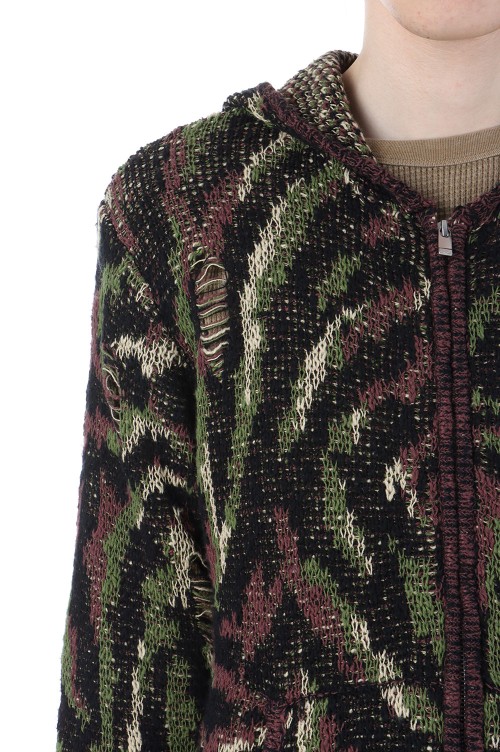 Camouflage Zip Knit Hoodie - KHAKI (G14HD072) | セレクト
