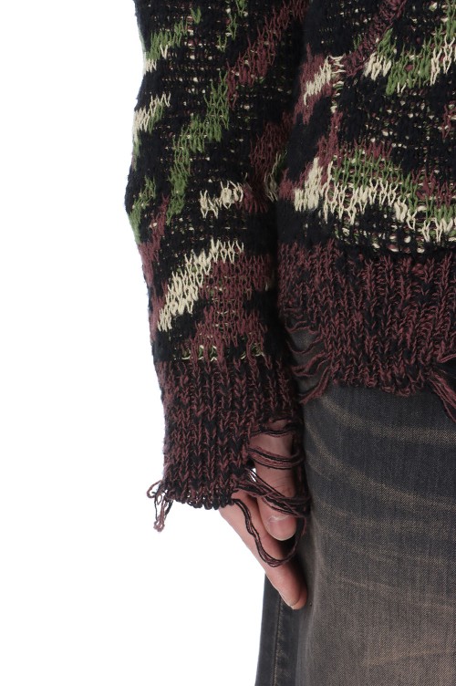 Camouflage Zip Knit Hoodie - KHAKI (G14HD072) | セレクトショップ