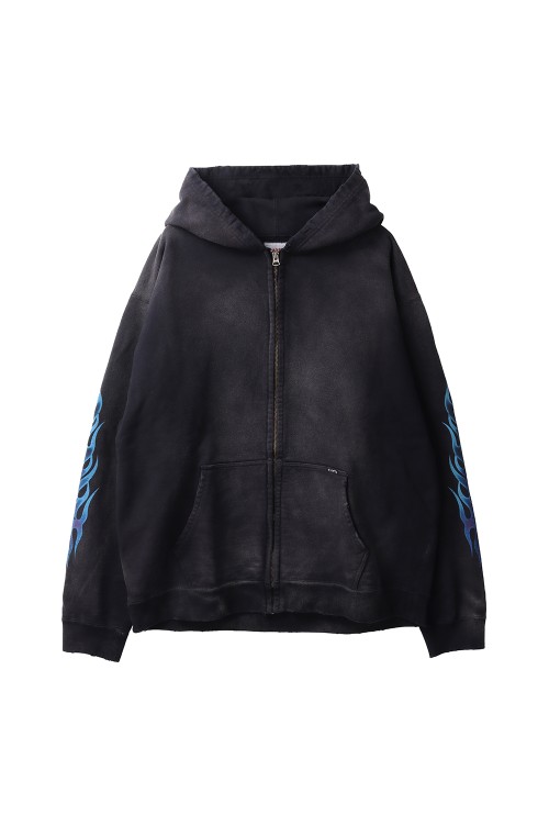 KMY-FIRE Distressed Zip Hoodie - BLACK (G14HD075) | セレクト
