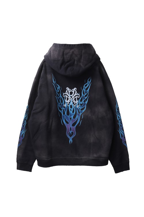 KMY-FIRE Distressed Zip Hoodie - BLACK (G14HD075) | セレクト