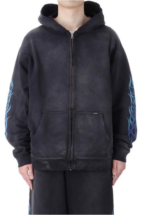 KMY-FIRE Distressed Zip Hoodie - BLACK (G14HD075) | セレクト