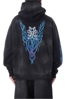 KMY-FIRE Distressed Zip Hoodie - BLACK (G14HD075)