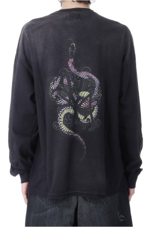 小物 KMY KMY-SNAKE Distressed L/S Pocket Tee - BLACK (G14LT078