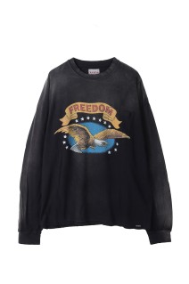 FREEDOM Distressed L/S Pocket Tee - BLACK (G14LT083)