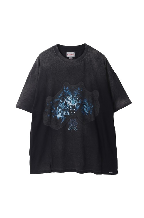 KMY-WOLF” Distressed T-shirt カミヤ KAMIYA “KMY-WOLF” Distressed Tee （RED） -FASCINATE