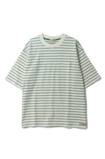 Union Short Sleeve Striped Tee - OFF WHITE / GREEN